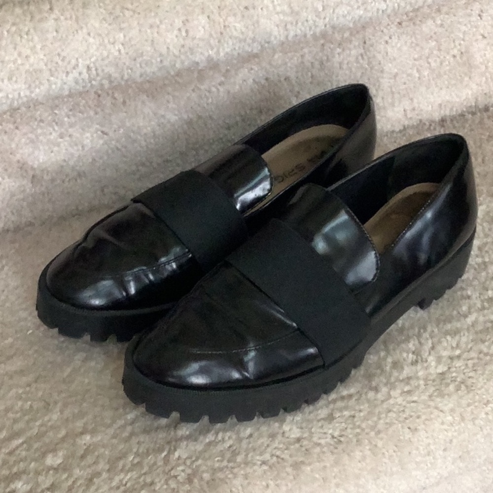 Via Spiga black leather loafers